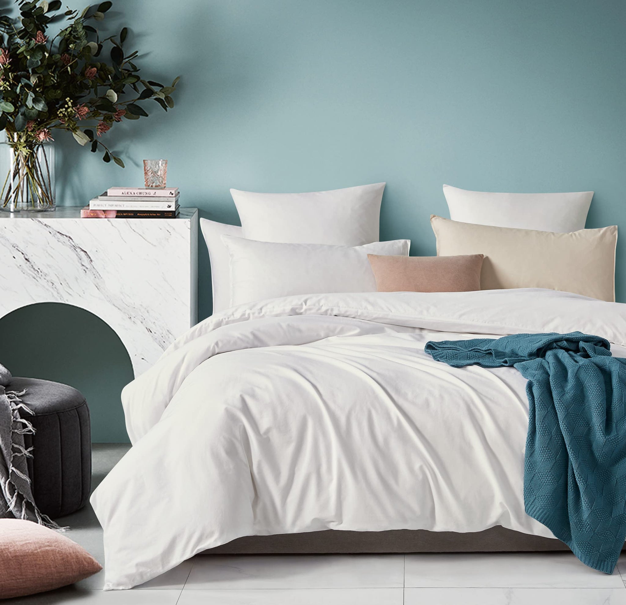 100% Cotton Washed Bed Quilt Cover Set White Single Size Single Bed Quilts