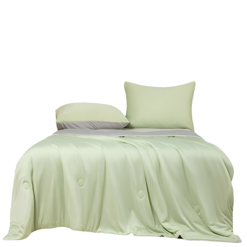Ice Cooling Reversible Summer Comforter Blanket (Green And Grey Single/Double) Blankets