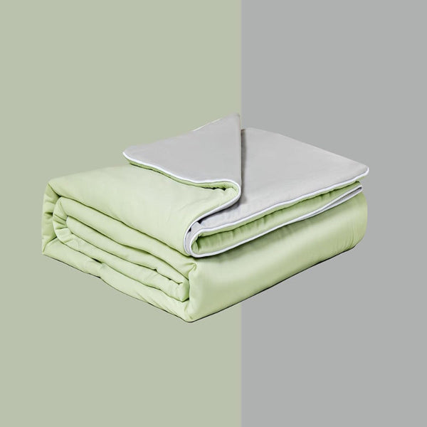 Ice Cooling Reversible Summer Comforter Blanket (Green And Grey Single/Double) Blankets