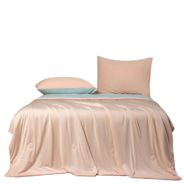 Ice Cooling Reversible Summer Comforter Blanket (Orange And Blue Single/Double) Blankets