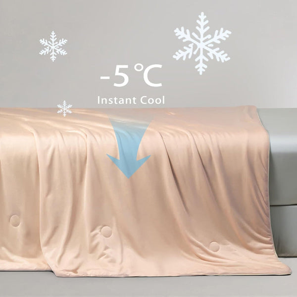 Ice Cooling Reversible Summer Comforter Blanket (Orange And Blue Single/Double) Blankets