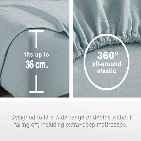 Cleverpolly Washed Microfibre Sheet Set (Blue Single) Sheets