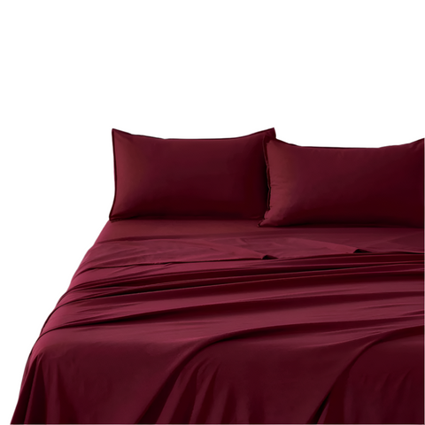 Cleverpolly Washed Microfibre Sheet Set (Burgundy Single) Sheets