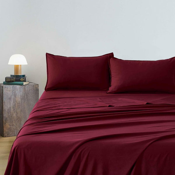 Cleverpolly Washed Microfibre Sheet Set (Burgundy King) Sheets