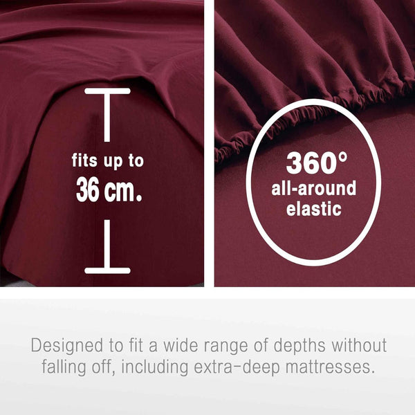 Cleverpolly Washed Microfibre Sheet Set (Burgundy Single) Sheets