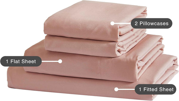 Cleverpolly Washed Microfibre Sheet Set (Pink Single) Sheets