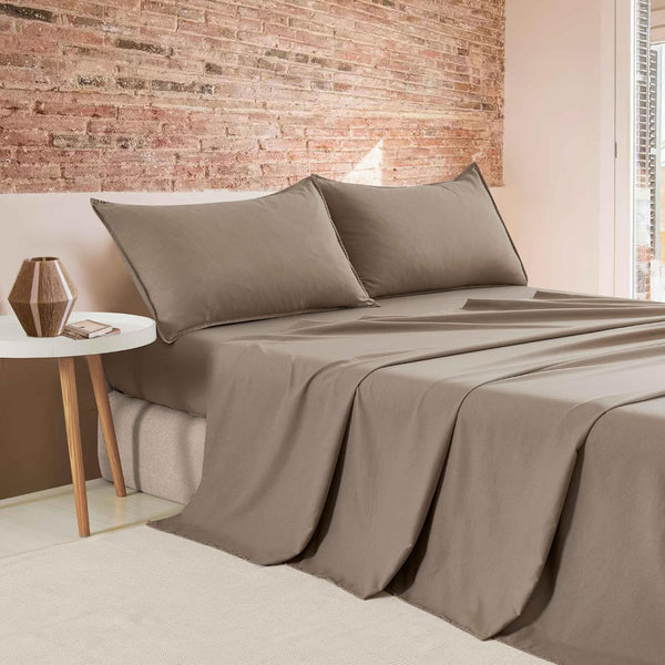 Washed Microfibre Sheet Set (Truffle Single) Sheets