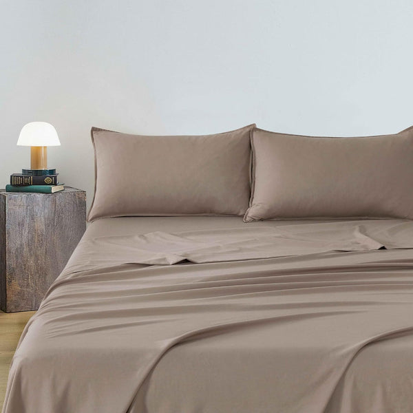 Washed Microfibre Sheet Set (Truffle Single) Sheets