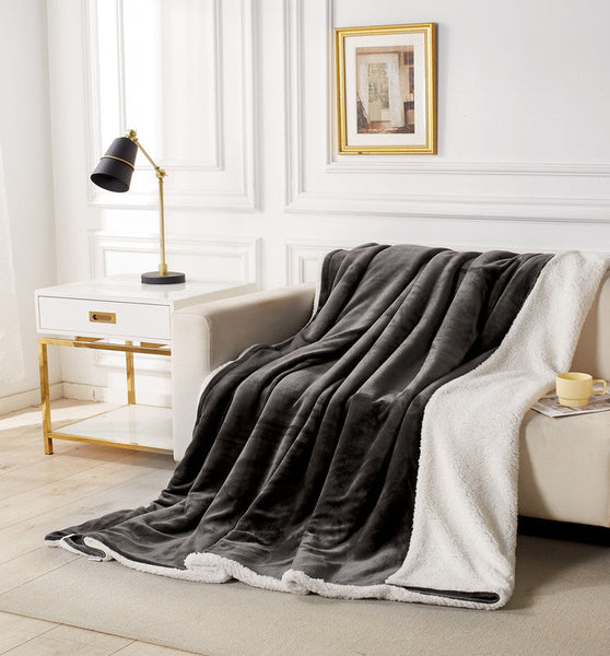 Gioia Casa 2 In 1 Teddy Sherpa Quilt Cover Set (Charcoal Double) Quilt Covers