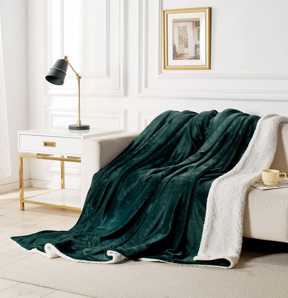 Gioia Casa 2 In 1 Teddy Sherpa Quilt Cover Set (Emerald Green Double) Quilt Covers