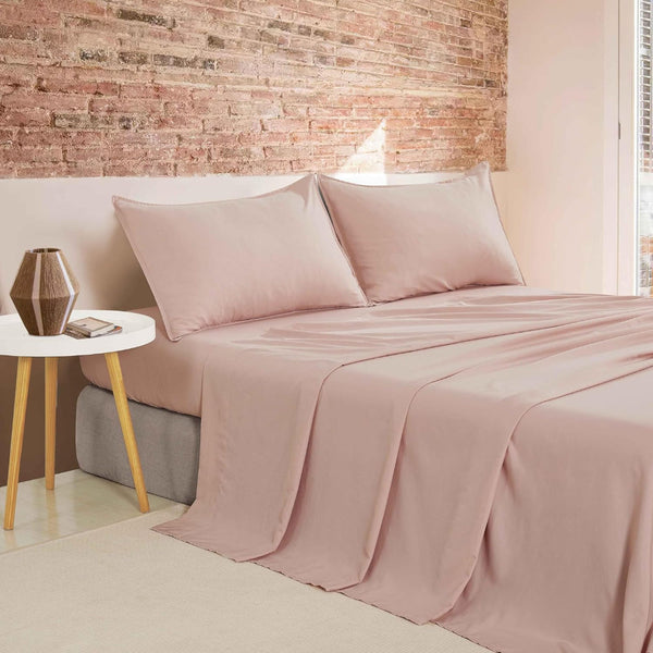 Cleverpolly Washed Microfibre Sheet Set (Pink Double) Sheets