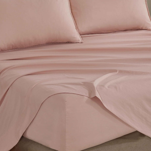 Cleverpolly Washed Microfibre Sheet Set (Pink Double) Sheets