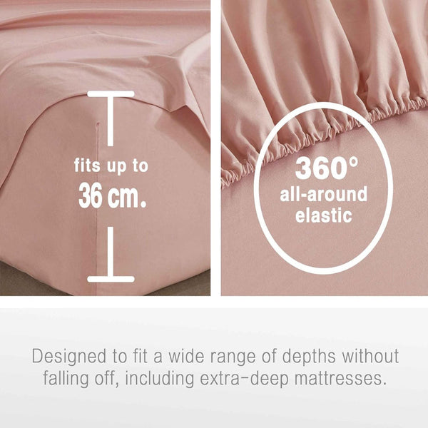 Cleverpolly Washed Microfibre Sheet Set (Pink Double) Sheets