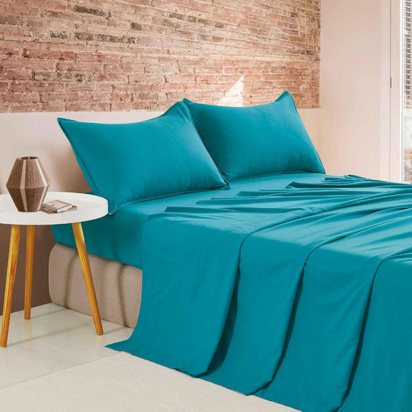 Washed Microfibre Sheet Set (Teal Double) Sheets