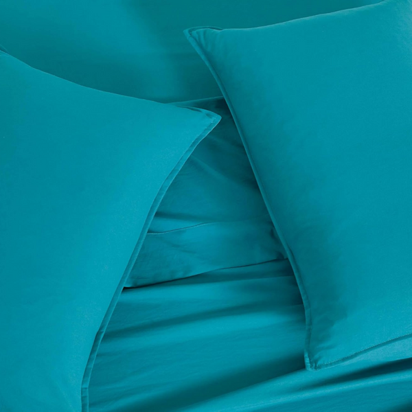 Cleverpolly Twin Pack Washed Microfibre Pillowcase (Teal Standard) Pillow Cases