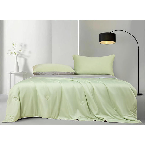 Gioia Casa Ice Cooling Reversible Summer Comforter Blanket (Green And Grey Queen/King) Blankets