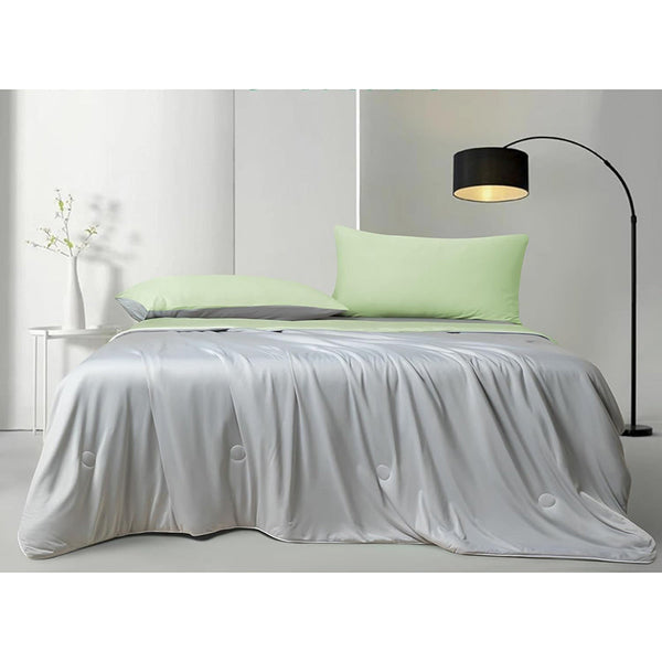 Gioia Casa Ice Cooling Reversible Summer Comforter Blanket (Green And Grey Queen/King) Blankets