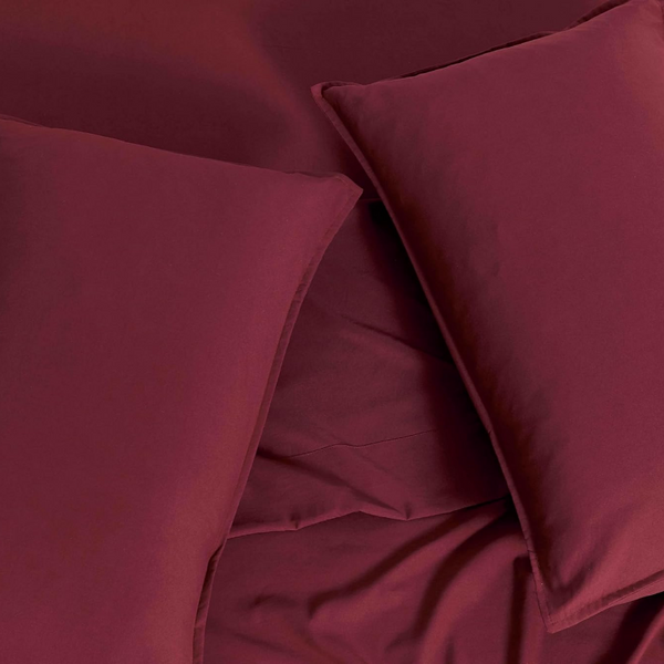 Cleverpolly Twin Pack Washed Microfibre Pillowcase (Burgundy Standard) Pillow Cases
