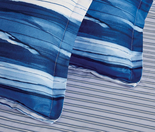 Print Microfibre Quilt Cover Set Ultra Soft With Zipper Closure Ethan King Size King Doonas