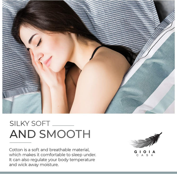 100% Cotton Nathan Reversible Printed Quilt Cover Set King Size Quilt Covers