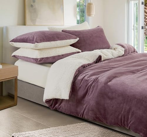 2 In 1 Teddy Sherpa Quilt Cover Set (Mauve King) Quilt Covers