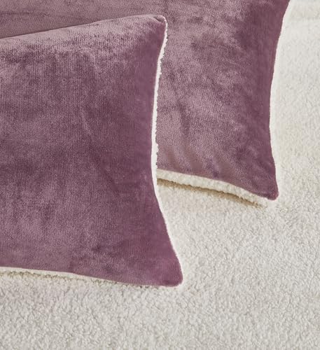 2 In 1 Teddy Sherpa Quilt Cover Set (Mauve King) Quilt Covers