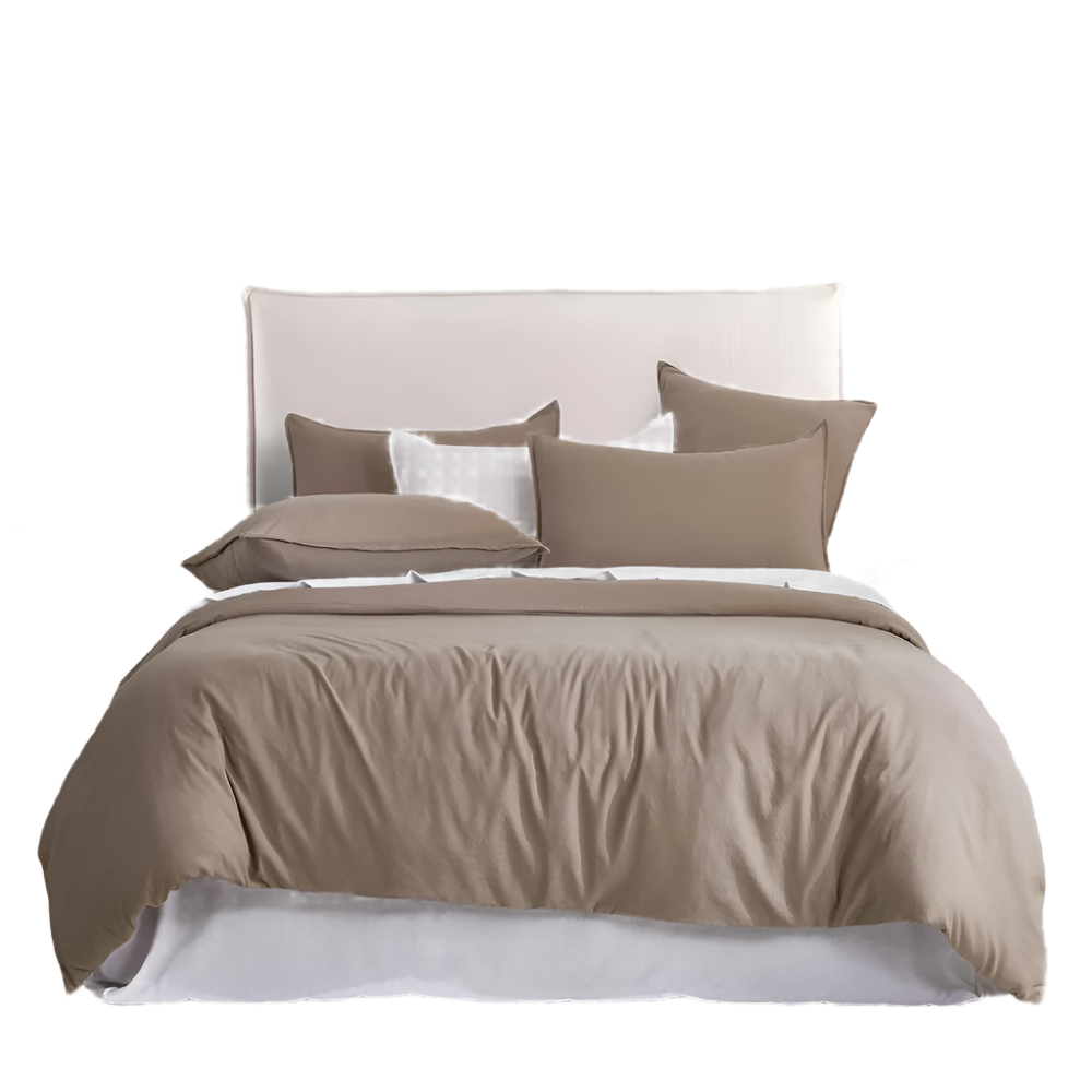 Cleverpolly Washed Microfibre Quilt Cover Set (Truffle King) Quilt Covers