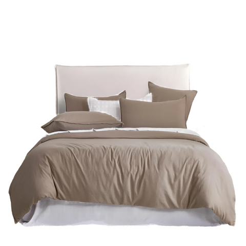 Cleverpolly Washed Microfibre Quilt Cover Set (Truffle King) Quilt Covers