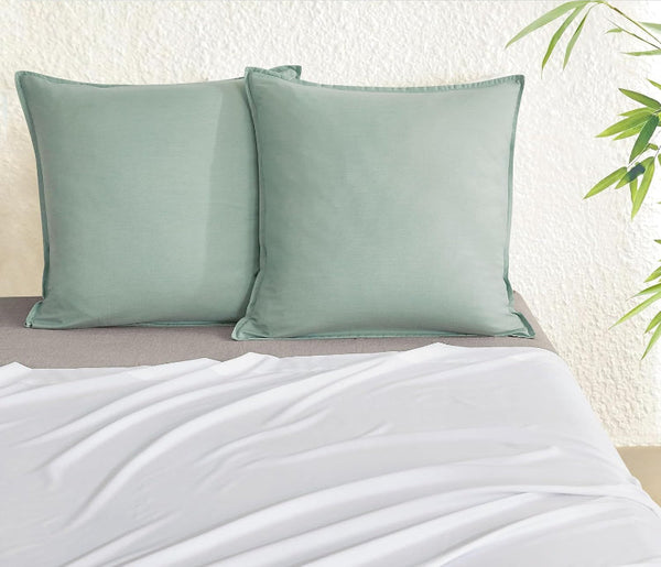 Bamboo Microfibre European Pillowcase X2 (One Pair) Sage Green Pillow Cases