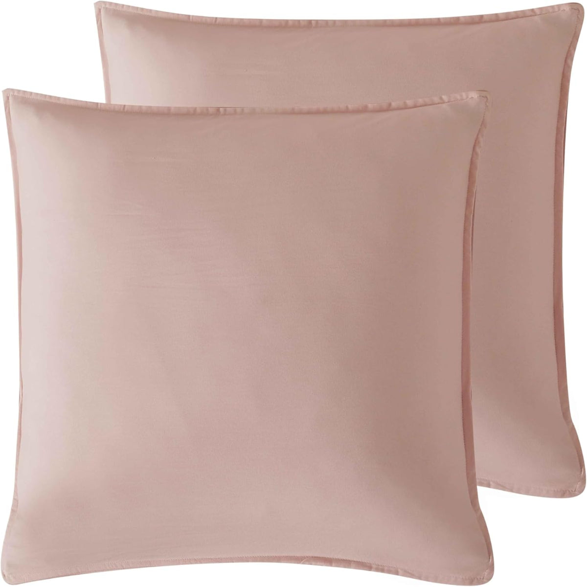 Cleverpolly Twin Pack Washed Microfibre Pillowcase (Pink Square) Pillow Cases