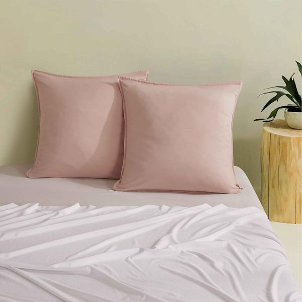 Cleverpolly Twin Pack Washed Microfibre Pillowcase (Pink Square) Pillow Cases