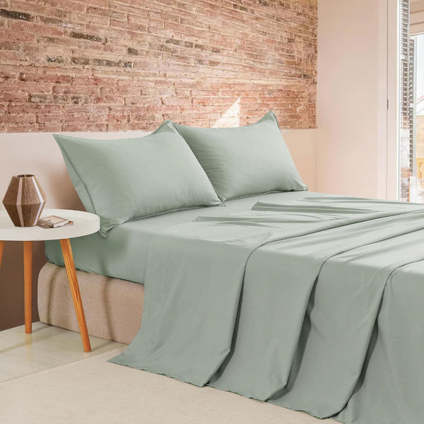 Cleverpolly Washed Microfibre Sheet Set (Sage King Single) Sheets