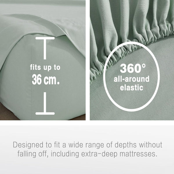 Cleverpolly Washed Microfibre Sheet Set (Sage King Single) Sheets