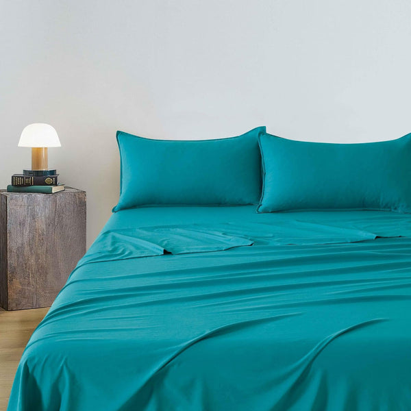 Cleverpolly Washed Microfibre Sheet Set (Teal King Single) Sheets