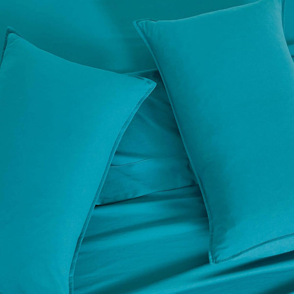Cleverpolly Washed Microfibre Sheet Set (Teal King Single) Sheets