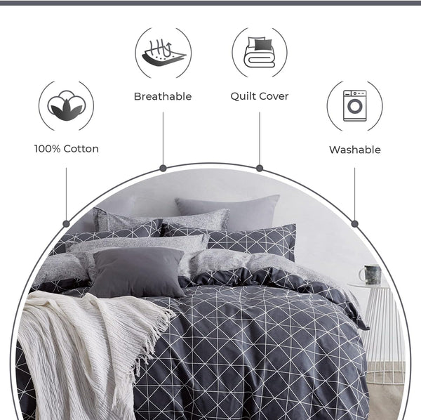 100% Cotton Manhattan Reversible Printed Quilt Cover Set Super King Size Super King Doonas