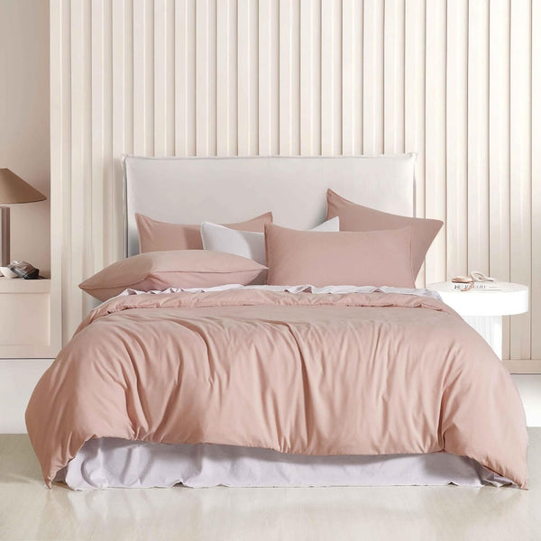 Cleverpolly Washed Microfibre Quilt Cover Set (Pink Super King) Quilt Covers