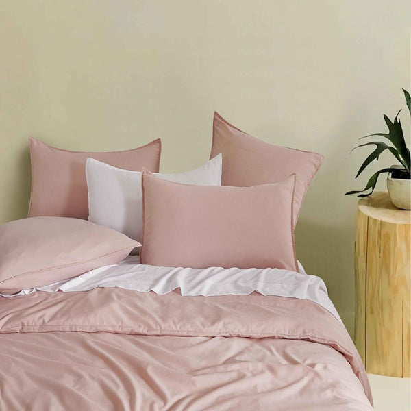 Cleverpolly Washed Microfibre Quilt Cover Set (Pink Super King) Quilt Covers