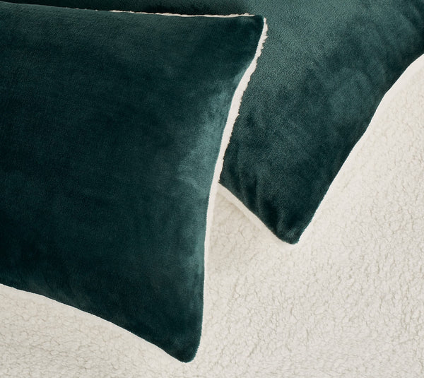 2 In 1 Teddy Sherpa Quilt Cover Set (Emerald Green Super King) Quilt Covers