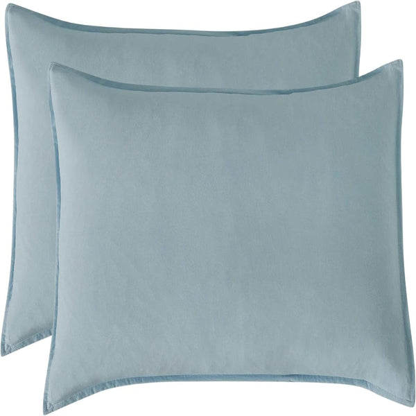 Cleverpolly Twin Pack Washed Microfibre Pillowcase (Blue Standard) Pillow Cases