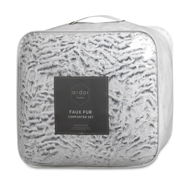 Faux Fur Sherpa 3Pce Comforter Set Queen/King Comforter Sets Queen