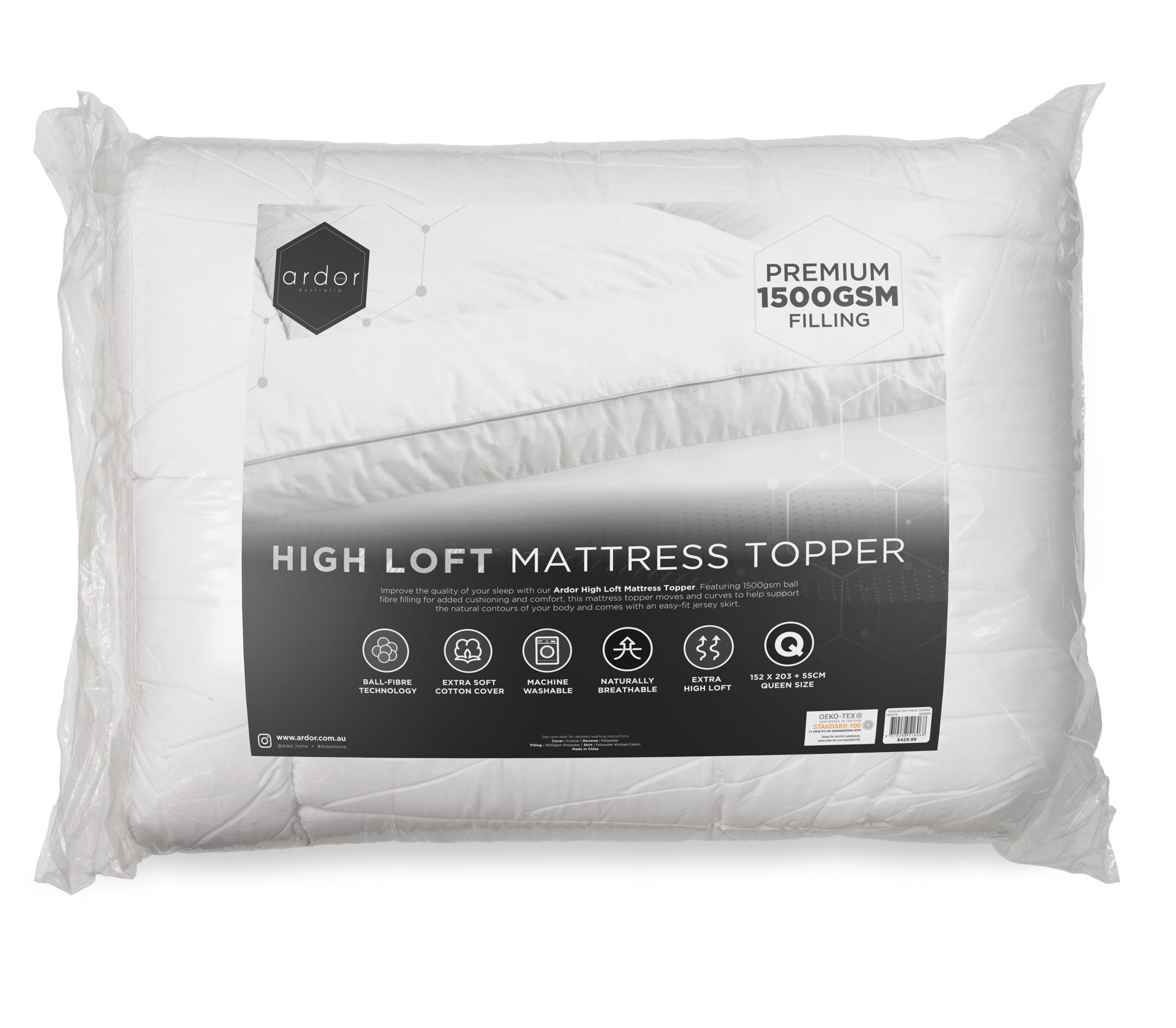 1500Gsm Ball Fibre Mattress Topper King Mattress Toppers & Protectors
