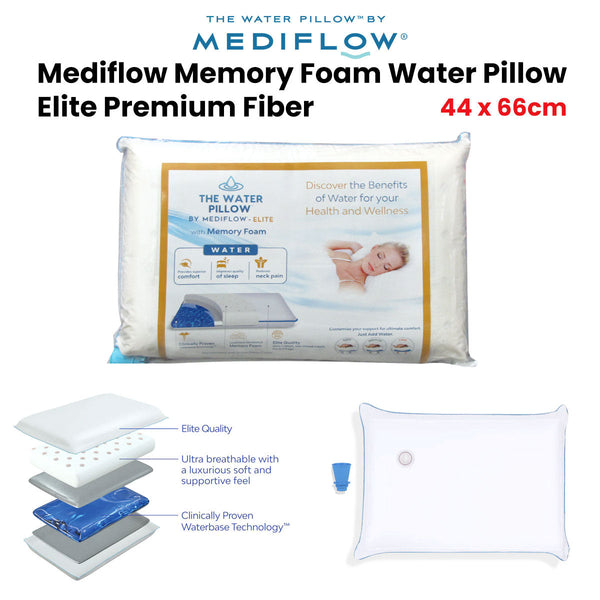 Mediflow Elite Premium Fiber Memory Foam Water Pillow 44 X 66 Cm Pillows
