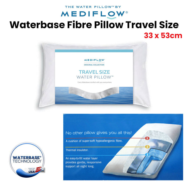 Mediflow Travel Size Waterbase Fibre Pillow 33 X 53 Cm Pillows