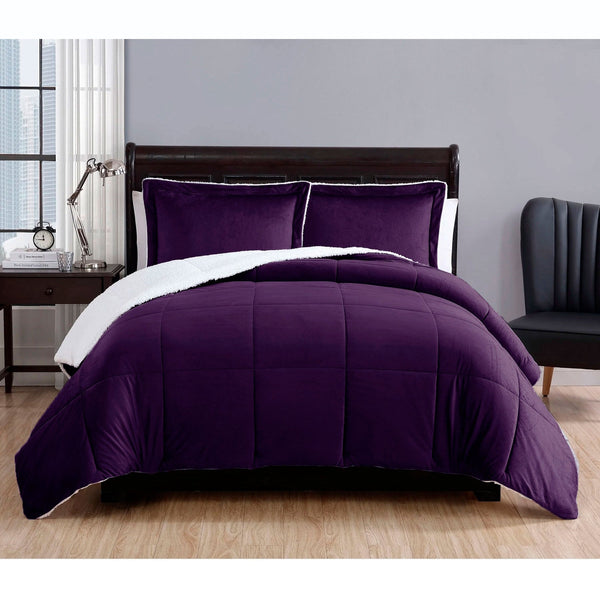3 Piece Micro Mink Comforter Set Purple King King Comforter Sets