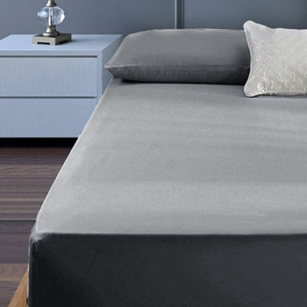 400Tc Cotton Percale King Single Combo Set 50Cm Wall Grey Sheets