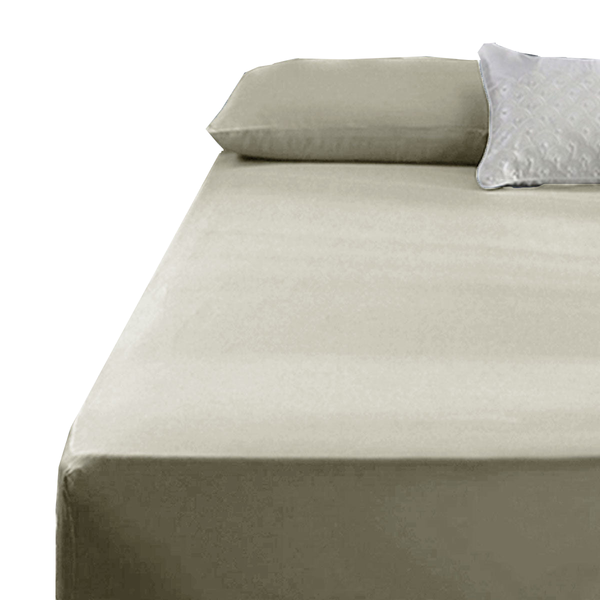400Tc Cotton Percale King Single Combo Set 50Cm Wall Taupe Sheets