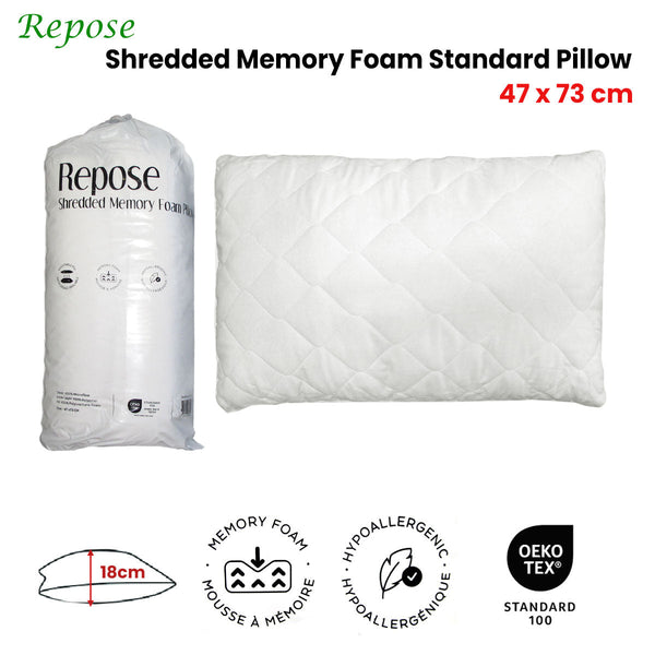Repose Shredded Memory Foam Pillow 47X73cm Pillows