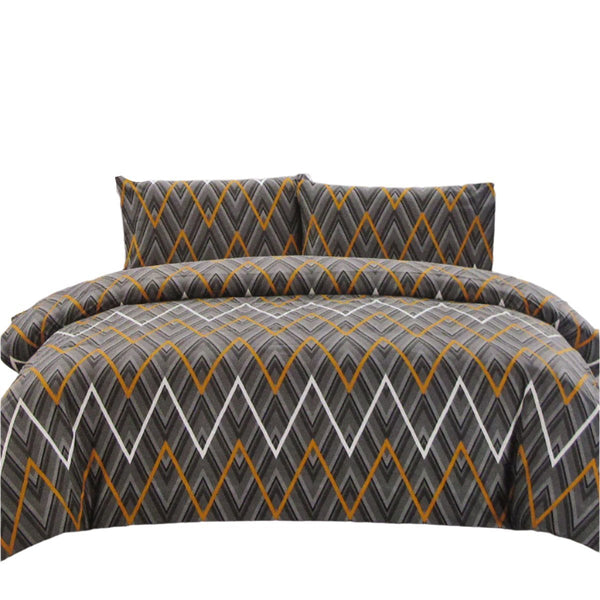 Artex Hayden Orange Quilt Cover Set Geometric Pattern Reversible Printed Microfiber Polyester Quilt Covers