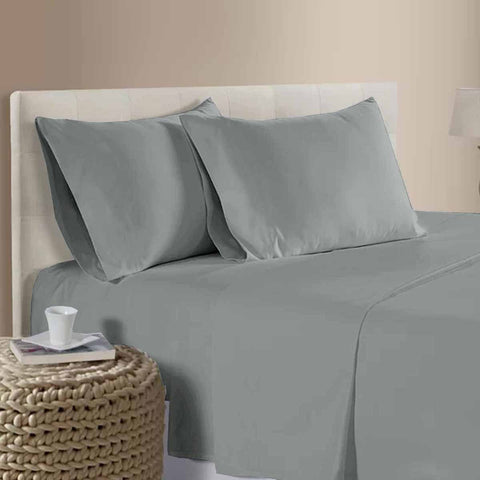 400Tc 100% Cotton Sateen Premium Sheet Set 40Cm Wall Grey Queen Sheets